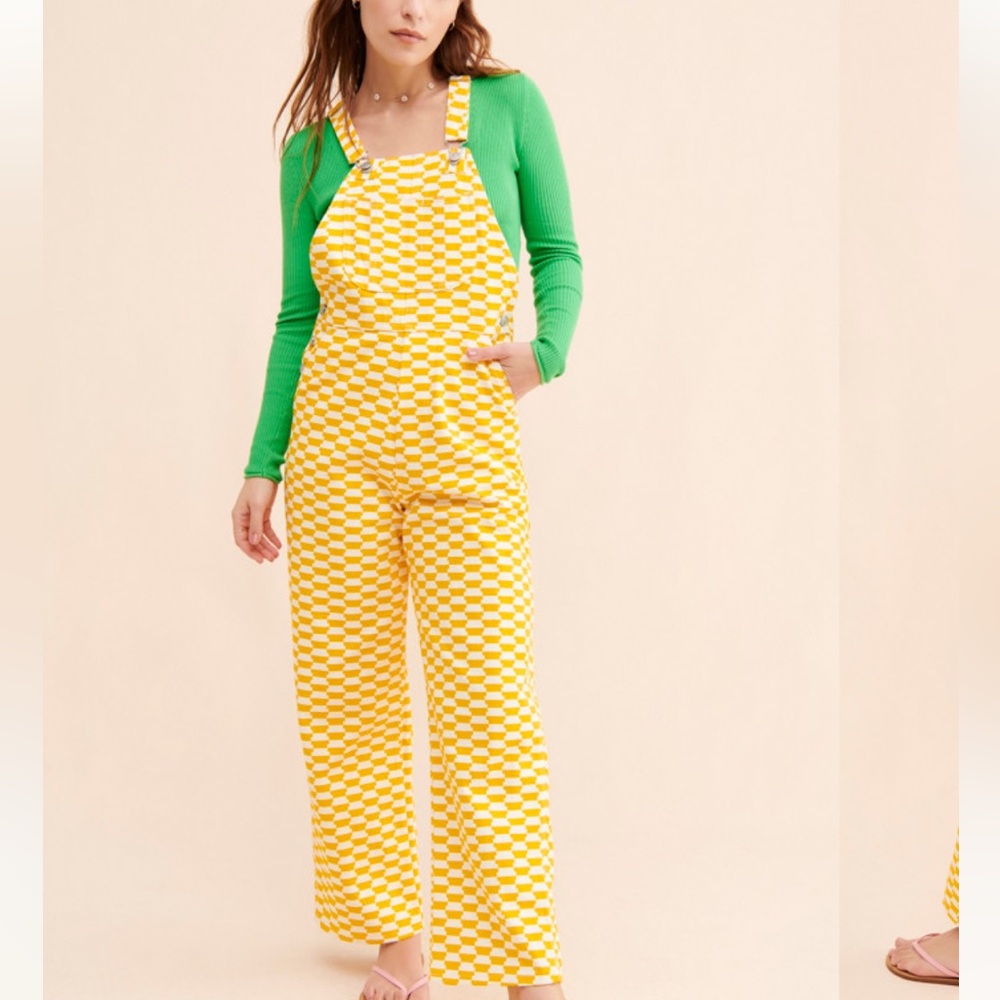Lisa Says Gah Lucy Yellow and White Overall